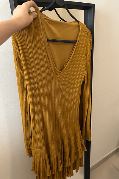 Mustard Ribbed Mini Dress by Zara — pre-loved on Thrifted.mt