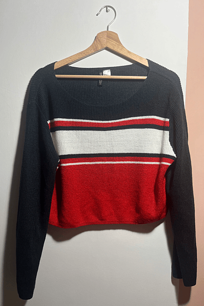 Striped Colour Block Cropped Knit Jumper by H&M — pre-loved on Thrifted.mt