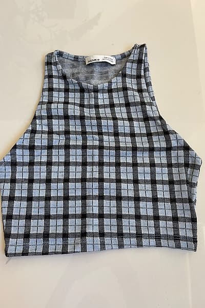 Gingham Print Crop Vest Top by PULL&BEAR — pre-loved on Thrifted.mt