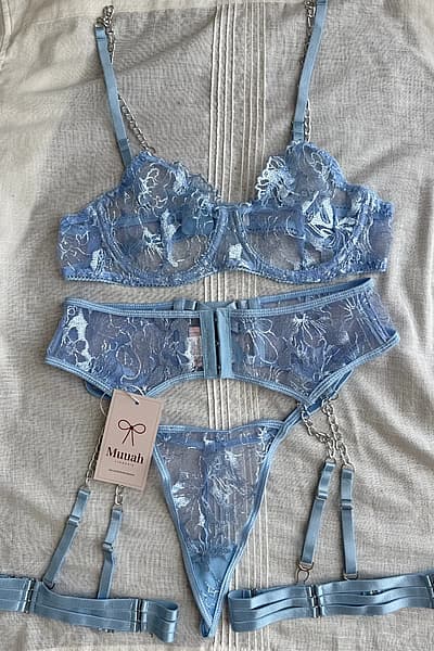 Lingerie Set Dark Fantasy Blue by Muuah Lingerie — pre-loved on Thrifted.mt