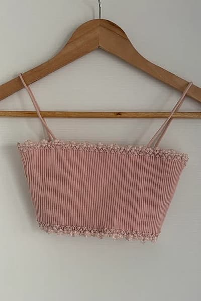 Pink Ribbed Lace Trim Cami — pre-loved on Thrifted.mt