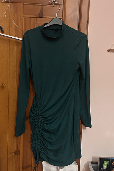 Dark Green Ruched Mini Dress by SHEIN — pre-loved on Thrifted.mt