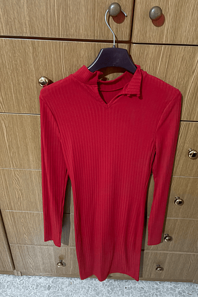 Red Ribbed Long Sleeve Dress by New Look — pre-loved on Thrifted.mt