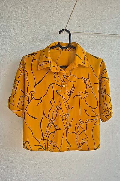 Mustard Abstract Print Shirt by Princess — pre-loved on Thrifted.mt