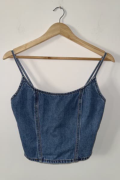 Denim Strappy Corset Style Top — pre-loved on Thrifted.mt