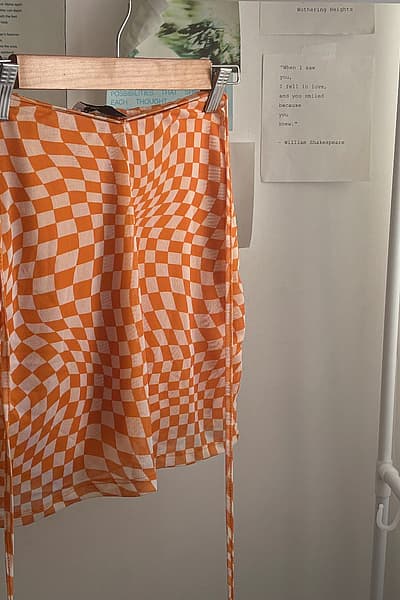 Orange Checkerboard Mini Skirt by Bershka — pre-loved on Thrifted.mt