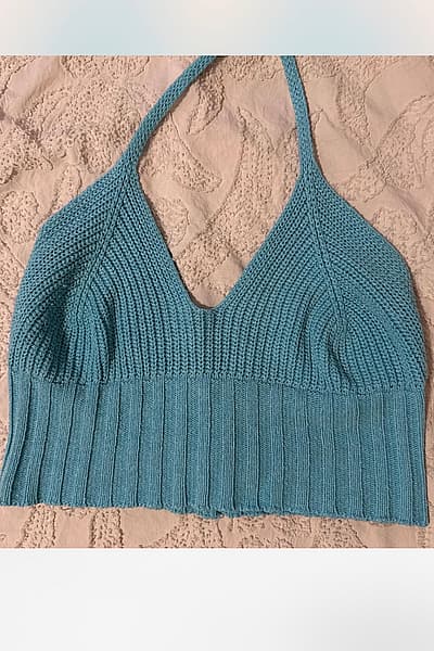 Blue Knitted Halter Neck Top — pre-loved on Thrifted.mt