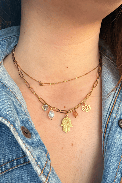 HANDMADE Gold Hamsa Charm Necklace — pre-loved on Thrifted.mt